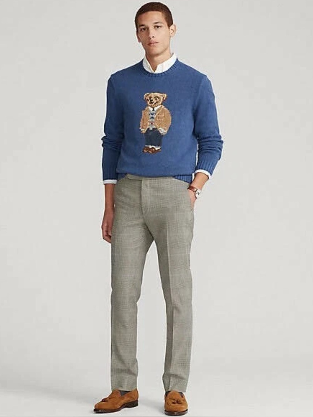 Polo Ralph Lauren Blue Crewneck Sweater with Bear Design